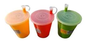 Copo Canudo Plástico Com Tampa E Canudo Cores Sortidas - 0128 Copo Canudo Plástico Com Tampa E Canudo Cores Sortidas - 0128