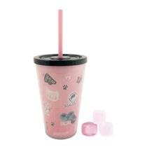 Copo Canudo Poli 500ml Gatinha Sticker Copo Canudo Poli 500ml Gatinha Sticker