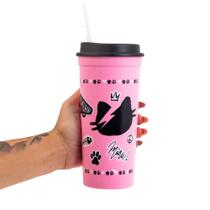 Copo Canudo Slim 650ml - Gatinha Sticker