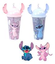 Copo Canudo Stitch Angel 500ml C/ Orelha Original Disney - plásutil