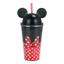 Copo Canudo Tampa Laço Minnie Mouse 450ml Disney Copo Canudo Tampa Laço Minnie Mouse 450ml Disney