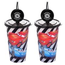 Copo Carros Relâmpago Mcqueen Estampado com Rodinha kit c/ 2 Copo Carros Relâmpago Mcqueen Estampado com Rodinha kit c/ 2