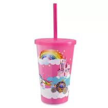 Copo Carruagem Tampa e Canudo Meninas Usual Utilidades