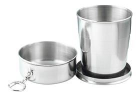 Copo Chaveiro Em Aço Inox Portátil Retrátil Com Tampa 150ml