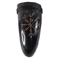 Copo Chifre Viking Artesanal Símbolo Elmo Do Terror 400ml
