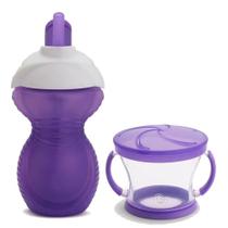 Copo Click Lock Canudo 266ml + Porta Lanchinho Roxo Munchkin Copo Click Lock Canudo 266ml + Porta Lanchinho Roxo Munchkin