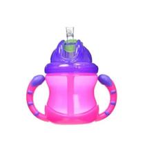 Copo com Alça e Canudo de Silicone Retrátil Rosa 240ml Nûby Copo com Alça e Canudo de Silicone Retrátil Rosa 240ml Nûby