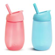 Copo com canudinho para crianças Munchkin Simple Clean 300 ml, pacote com 2 rosa/azul