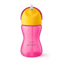 Copo Com Canudo + 12 Meses Dinossauro Rosa 300ml Philips