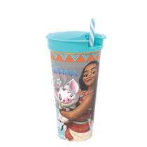 Copo com canudo 2 em 1 moana 540ml - plasutil