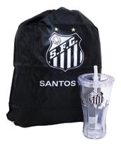 Copo Com Canudo 550ml E Mochila Tipo Saco - Santos Copo Com Canudo 550ml E Mochila Tipo Saco - Santos