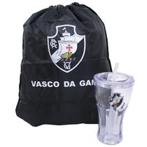 Copo com canudo 550ml e mochila tipo saco - vasco