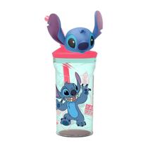 Copo Com Canudo Acrílico Tampa Stitch Disney 3D Látex 360ml - Tuut