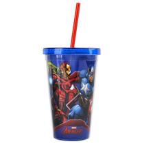 Copo com Canudo Avengers Marvel 450ml Meninos Infantil