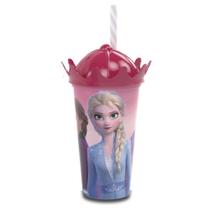 Copo com canudo Coroa Frozen 500 ml Plasutil