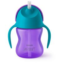 Copo com canudo curvado 200ml azul e roxo - Philips Avent