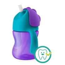 Copo com Canudo Curvado Avent Dino Roxo/Azul 200ml SCF796/02