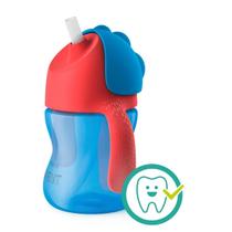 Copo com Canudo Curvado Avent Dino Verm/Azul 200ml SCF796/01