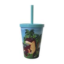 Copo com Canudo Dinossauro Baby Azul - 350ml Copo com Canudo Dinossauro Baby Azul - 350ml