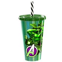 Copo com Canudo do Hulk Infantil Vingadores Livre BPA 500ml 1 Unidade