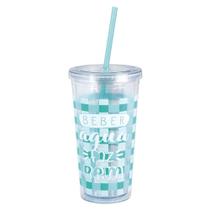 Copo com Canudo Drink 600ml - Turquesa