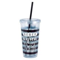 Copo com canudo Drinks 600ml- preto- MOR