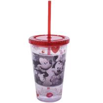 Copo com Canudo e Liquido 450ml Mickey e Minnie Oficial Copo com Canudo e Liquido 450ml Mickey e Minnie Oficial