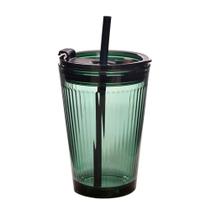 Copo com Canudo e Tampa Vidro Enjoy 450ML