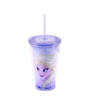 Copo Com Canudo Elsa Frozen 450ml Acrílico Disney - DRINA