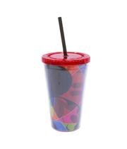 Copo Com Canudo Face Mickey Colorido 450ml 90 Anos Disney