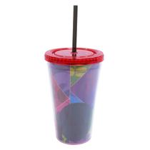 Copo Com Canudo Face Mickey Colorido 450ml 90 Anos - Disney