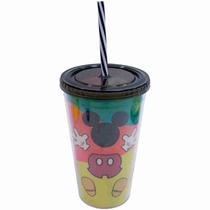 Copo Com Canudo Formato Mickey Colorido 450ml 90 Anos - Disney