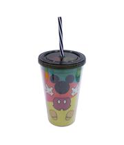 Copo Com Canudo Formato Mickey Colorido 450ml 90 Anos Disney
