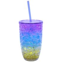 Copo Com Canudo Gel Colorido Congelante 500ml
