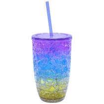 Copo Com Canudo Gel Colorido Congelante 500Ml Copo Com Canudo Gel Colorido Congelante 500Ml