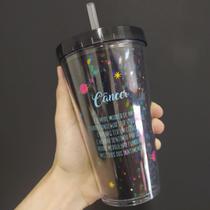 Copo com canudo holográfico 550ml casa fé linha signos Copo com canudo holográfico 550ml casa fé linha signos