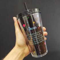 Copo com canudo holográfico 550ml casa fé linha signos Copo com canudo holográfico 550ml casa fé linha signos