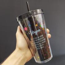 Copo com canudo holográfico 550ml casa fé linha signos Copo com canudo holográfico 550ml casa fé linha signos