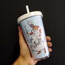 Copo com canudo holográfico 550ml casa fé orixás