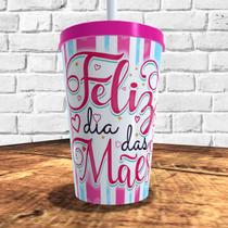 Copo com canudo holográfico 550ml dia das mães ref0224 - casa fé