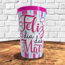 Copo com canudo holográfico 550ml dia das mães ref0224 - casa fé Copo com canudo holográfico 550ml dia das mães ref0224 - casa fé