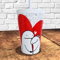 Copo com canudo holográfico 550ml dia dos namorados ref0229 - casa fé Copo com canudo holográfico 550ml dia dos namorados ref0229 - casa fé