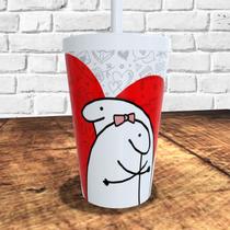Copo com canudo holográfico 550ml dia dos namorados ref0231 - casa fé Copo com canudo holográfico 550ml dia dos namorados ref0231 - casa fé