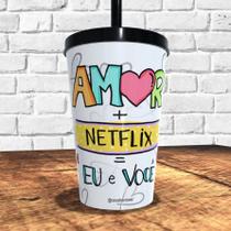 Copo com canudo holográfico 550ml dia dos namorados ref0234 - casa fé