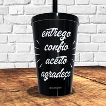 Copo com canudo holográfico 550ml ref0257 - casa fé