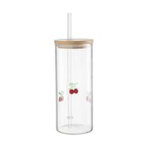 Copo com canudo home style cherry 650 ml Copo com canudo home style cherry 650 ml