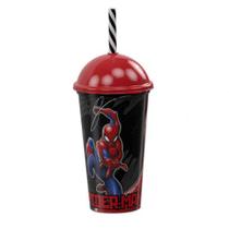 Copo Com Canudo Homem Aranha 500ml Plasutil Copo Com Canudo Homem Aranha 500ml Plasutil