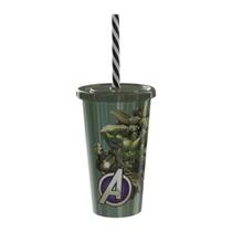 Copo com Canudo Hulk Vingadores Shake - 500ml Copo com Canudo Hulk Vingadores Shake - 500ml