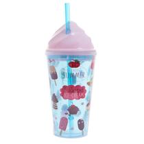 Copo com canudo Ice Cream Tampa Sorvete 500ml