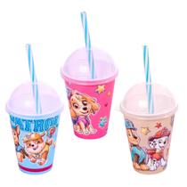Copo Com Canudo Infantil Festa Lembrancinha Refrigerante Milk Shake Personagens 280ML